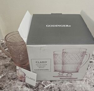 Godinger Claro Pink Footed Glass Mug - Set of Four